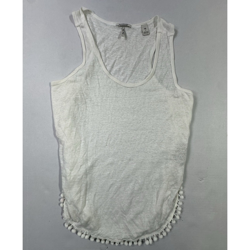 Scotch & Soda Maison Scotch Linen Tank Top Size 1 Pom Trim White